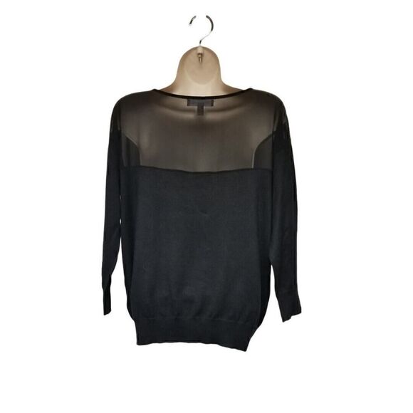 Banana Republic Long Sleeve Sheer Lace Contrast Sweater Color Black Size Small - Picture 3 of 8